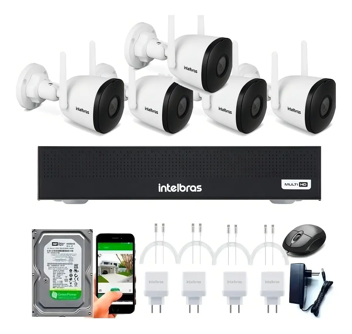 D_NQ_NP_2X_771123-MLA99928244819_112025-F Kit 5 Câmeras Intelbras Mibo IM5 - Wifi Full Hd Com Áudio - Imagem 1